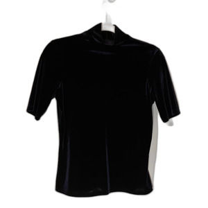 Laundry by Shelli SegalWomen's Navy Blue Short Sleeve Velvet Top SZ S